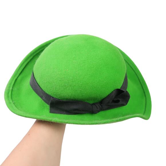 Vintage 60s Madcaps Green Felt Wool Wide Brim Hat main image 9